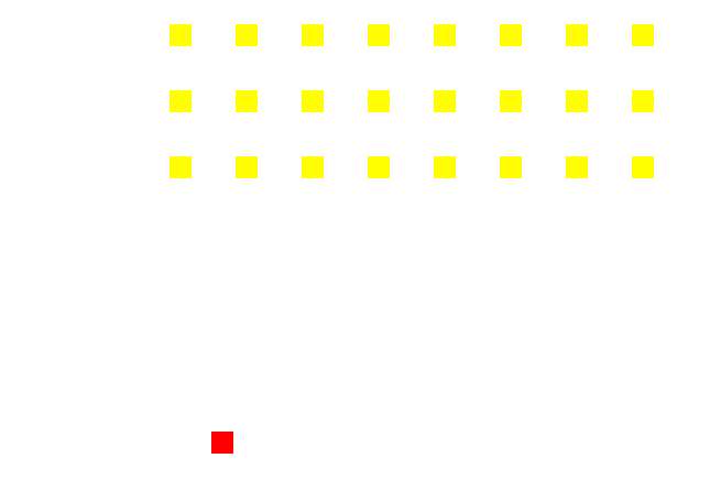 Yellow invaders, red player